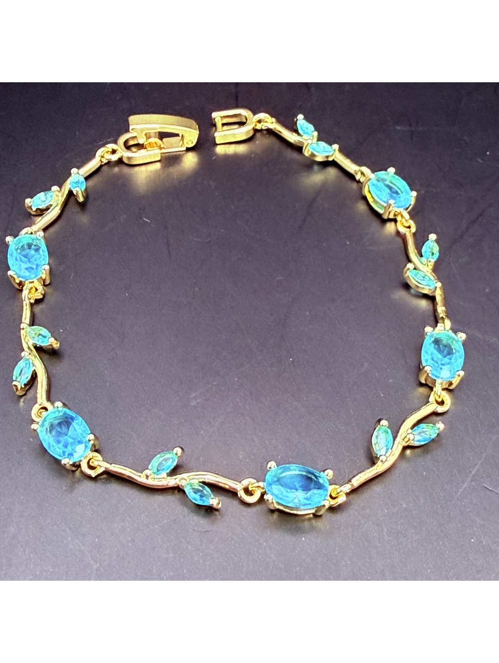candy+clover aqua tulip vine gold tone bracelet